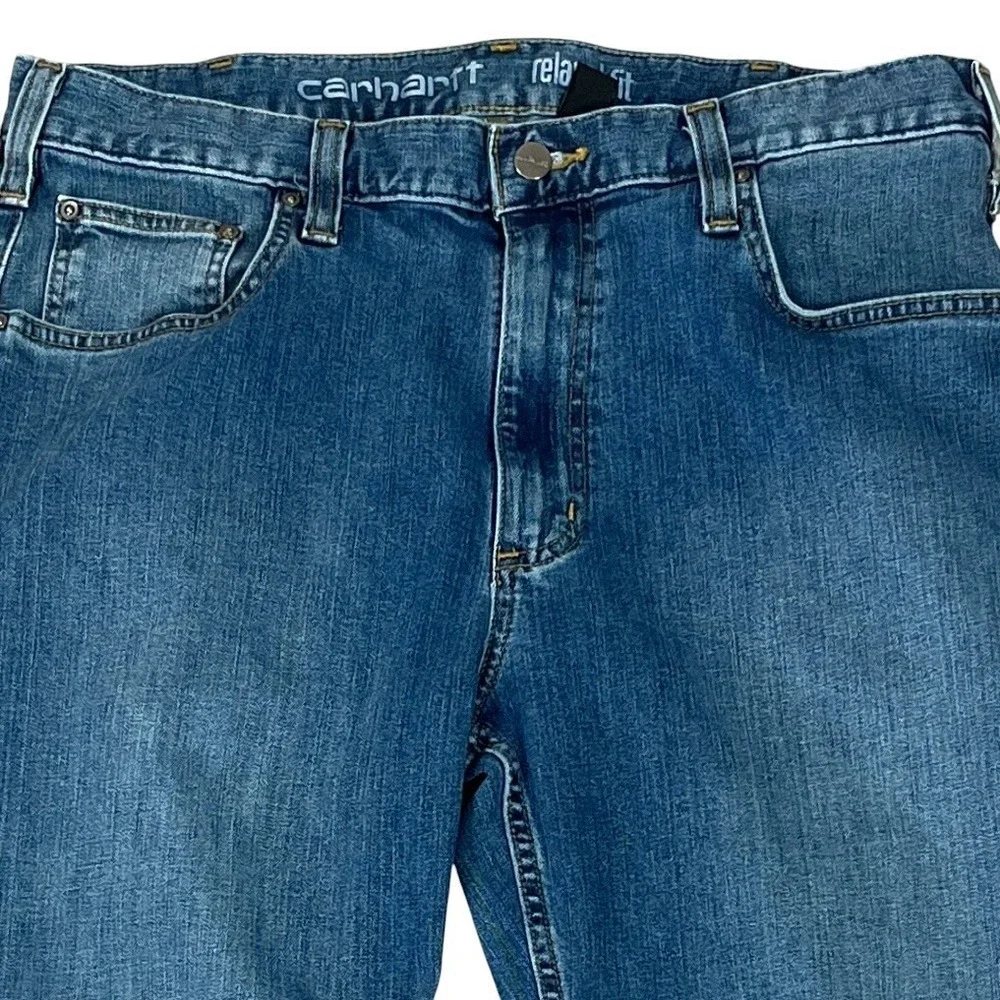 Carhartt Relaxed Fit Jeans Mens 36x32 Medium Wash Blue Cotton Stretch Denim